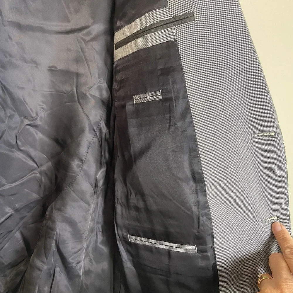 J‎ Crew Ludlow Cotton Sport Coat Blazer 44R Mens Gray Two Button Suit Jacket